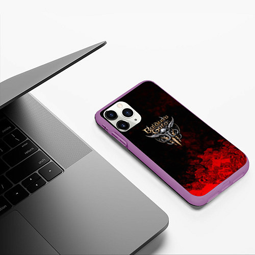 Чехол iPhone 11 Pro матовый Baldurs Gate краски текстура / 3D-Фиолетовый – фото 3