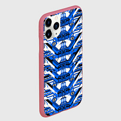 Чехол iPhone 11 Pro матовый Сине-белая техно броня, цвет: 3D-малиновый — фото 2