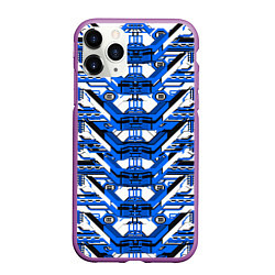 Чехол iPhone 11 Pro матовый Сине-белая техно броня, цвет: 3D-фиолетовый