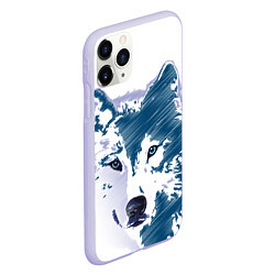 Чехол iPhone 11 Pro матовый Волк темно-синий, цвет: 3D-светло-сиреневый — фото 2