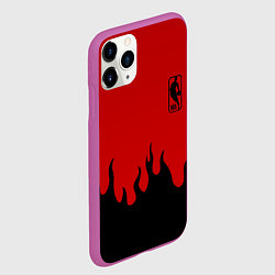 Чехол iPhone 11 Pro матовый NBA огонь спорт текстура, цвет: 3D-фиолетовый — фото 2