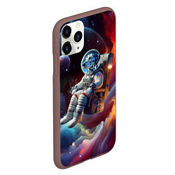 Чехол iPhone 11 Pro матовый Космонавт далматинец в неоновой галактике, цвет: 3D-коричневый — фото 2