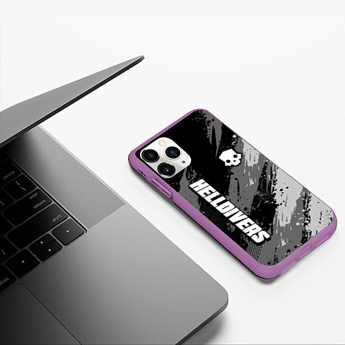 Чехол iPhone 11 Pro матовый Helldivers 2: Skull Logo / 3D-Фиолетовый – фото 3