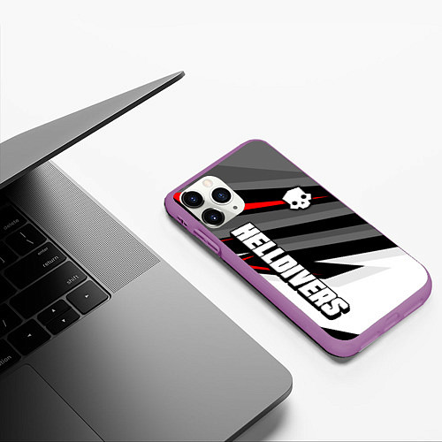 Чехол iPhone 11 Pro матовый Helldivers 2: Skull Logo / 3D-Фиолетовый – фото 3