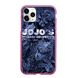 Чехол iPhone 11 Pro матовый ДжоДжо на фоне манги, цвет: 3D-малиновый