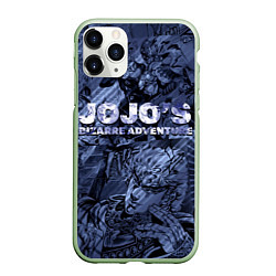 Чехол iPhone 11 Pro матовый ДжоДжо на фоне манги, цвет: 3D-салатовый