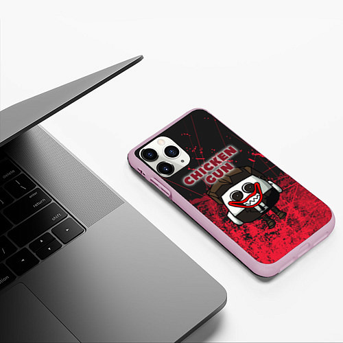 Чехол iPhone 11 Pro матовый Chicken gun clown / 3D-Розовый – фото 3