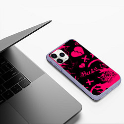 Чехол iPhone 11 Pro матовый Lil peep pink steel rap, цвет: 3D-светло-сиреневый — фото 2