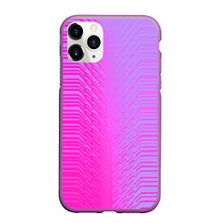 Чехол iPhone 11 Pro матовый Розовые градиентные линии, цвет: 3D-фиолетовый