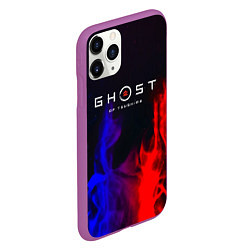 Чехол iPhone 11 Pro матовый Ghost of Tsushima неоновый огонь, цвет: 3D-фиолетовый — фото 2