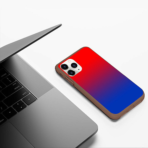 Чехол iPhone 11 Pro матовый Красный и синий градиент / 3D-Коричневый – фото 3