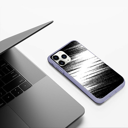 Чехол iPhone 11 Pro матовый Белые помехи / 3D-Светло-сиреневый – фото 3