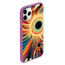 Чехол iPhone 11 Pro матовый Space abstraction - ai art, цвет: 3D-фиолетовый — фото 2