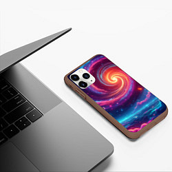 Чехол iPhone 11 Pro матовый Яркая неоновая галактика - нейросеть, цвет: 3D-коричневый — фото 2