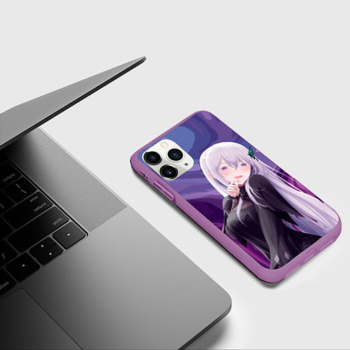 Чехол iPhone 11 Pro матовый Ехидна из Ре зеро / 3D-Фиолетовый – фото 3