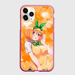 Чехол iPhone 11 Pro матовый Ёцуба Накано из Пяти невест, цвет: 3D-малиновый