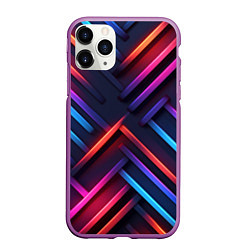 Чехол iPhone 11 Pro матовый Неоновый узор пластины, цвет: 3D-фиолетовый