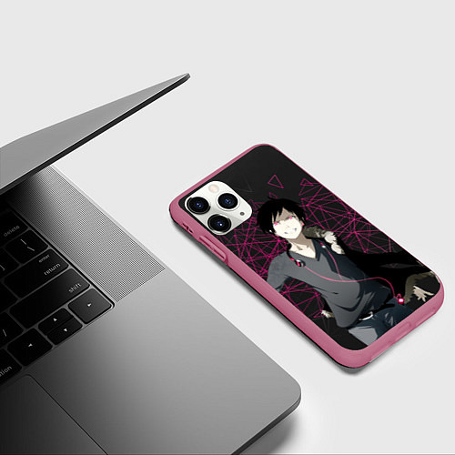 Чехол iPhone 11 Pro матовый Изая Орихара из Дюрарара / 3D-Малиновый – фото 3