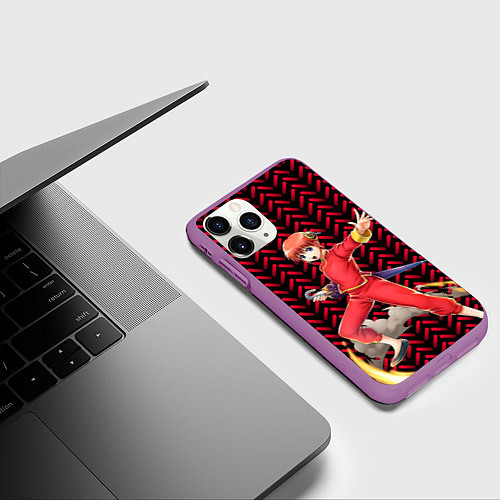 Чехол iPhone 11 Pro матовый Кагура Ято из Гинтамы / 3D-Фиолетовый – фото 3