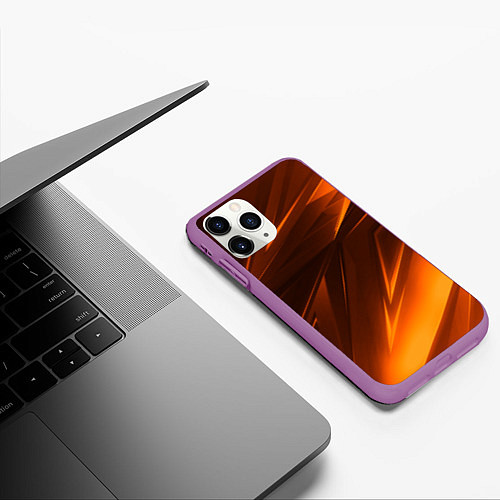 Чехол iPhone 11 Pro матовый Geometry stripes orange / 3D-Фиолетовый – фото 3