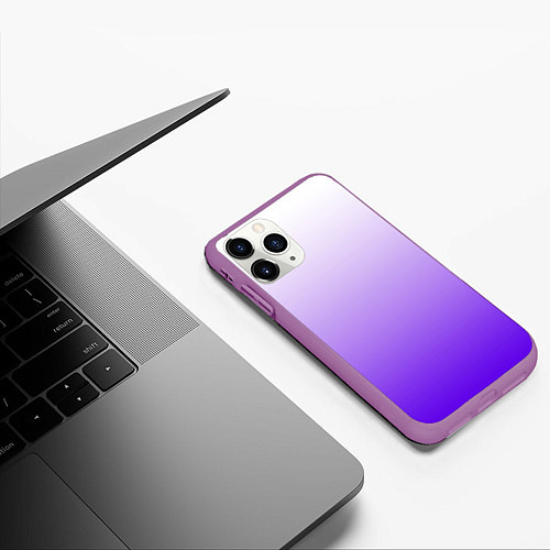 Чехол iPhone 11 Pro матовый Бело-сиренево-синий градиент / 3D-Фиолетовый – фото 3