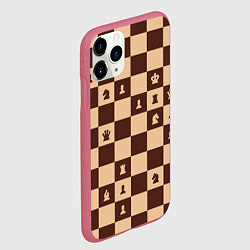 Чехол iPhone 11 Pro матовый Коричневая шахматная доска, цвет: 3D-малиновый — фото 2