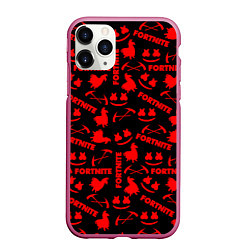 Чехол iPhone 11 Pro матовый Fortnite pattern logo marshmello, цвет: 3D-малиновый