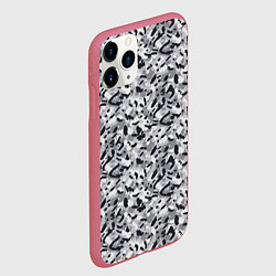 Чехол iPhone 11 Pro матовый Пикселированный городской серый камуфляж, цвет: 3D-малиновый — фото 2