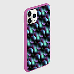 Чехол iPhone 11 Pro матовый Красно-черно-зеленые кубики, цвет: 3D-фиолетовый — фото 2