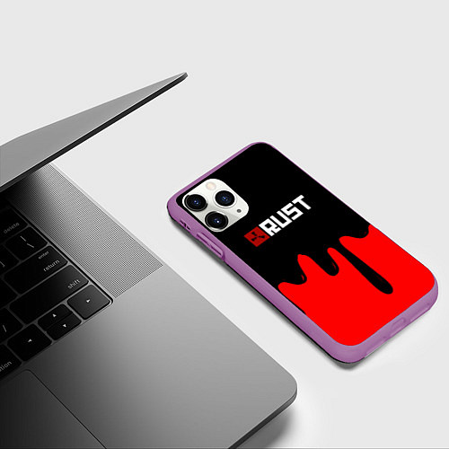 Чехол iPhone 11 Pro матовый RUST краски разводы пустошь / 3D-Фиолетовый – фото 3
