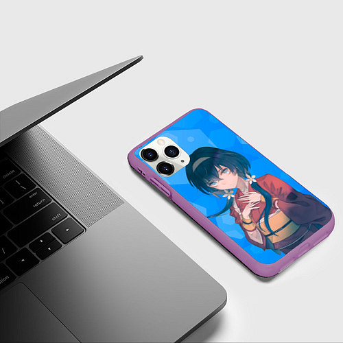 Чехол iPhone 11 Pro матовый Кека Изуми из Бродячих псов / 3D-Фиолетовый – фото 3