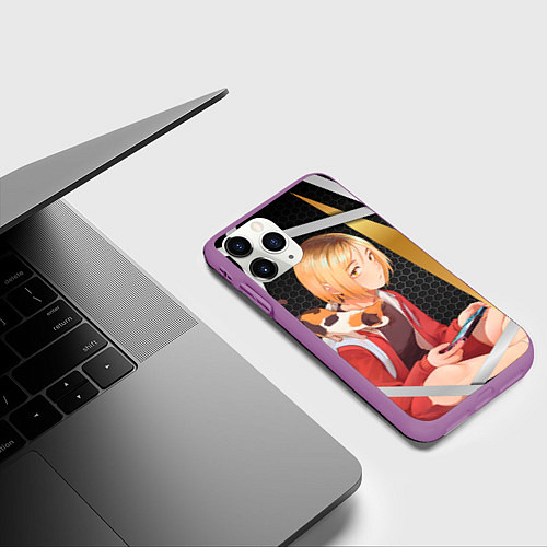 Чехол iPhone 11 Pro матовый Кенма Козуме из Волейбола / 3D-Фиолетовый – фото 3
