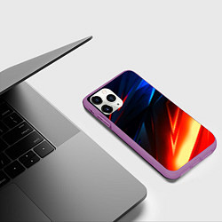 Чехол iPhone 11 Pro матовый Geometry stripes neon steel, цвет: 3D-фиолетовый — фото 2