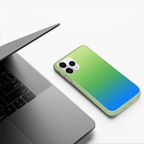Чехол iPhone 11 Pro матовый Градиент зелёно-голубой / 3D-Салатовый – фото 3