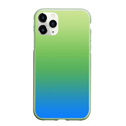 Чехол iPhone 11 Pro матовый Градиент зелёно-голубой, цвет: 3D-салатовый