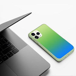 Чехол iPhone 11 Pro матовый Градиент зелёно-голубой, цвет: 3D-салатовый — фото 2