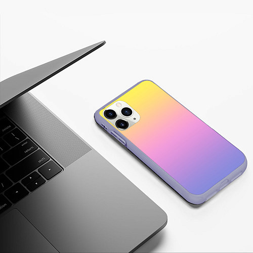 Чехол iPhone 11 Pro матовый Нежный жёлто-сиреневый градиент / 3D-Светло-сиреневый – фото 3