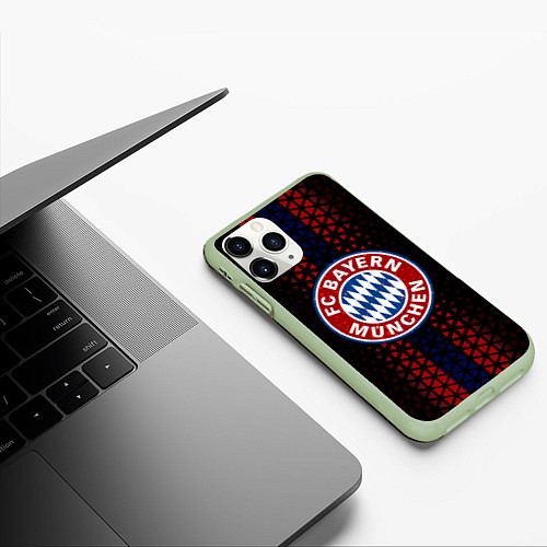 Чехол iPhone 11 Pro матовый Футбольный клуб Бавария / 3D-Салатовый – фото 3