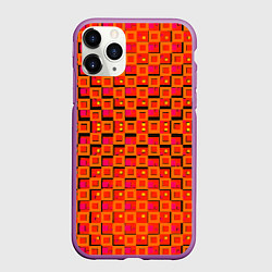 Чехол iPhone 11 Pro матовый Фиолетовые квадраты на чёрном фоне, цвет: 3D-фиолетовый