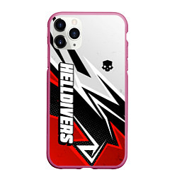 Чехол iPhone 11 Pro матовый Helldivers 2: White x Red, цвет: 3D-малиновый