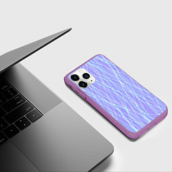 Чехол iPhone 11 Pro матовый Светлый сиреневый с неоновыми линиями, цвет: 3D-фиолетовый — фото 2