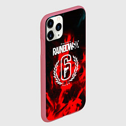 Чехол iPhone 11 Pro матовый Rainbow six огненный стиль, цвет: 3D-малиновый — фото 2