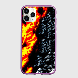 Чехол iPhone 11 Pro матовый Текстура огня и воды, цвет: 3D-фиолетовый