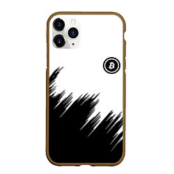 Чехол iPhone 11 Pro матовый Биткоин текстура крипта, цвет: 3D-коричневый