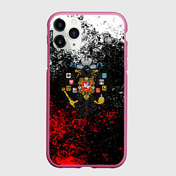 Чехол iPhone 11 Pro матовый Россия имперская брызги красок, цвет: 3D-малиновый