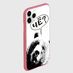 Чехол iPhone 11 Pro матовый Большая голова медведя с вопросом чё, цвет: 3D-малиновый — фото 2