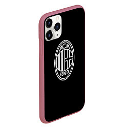 Чехол iPhone 11 Pro матовый Milan fc белое лого, цвет: 3D-малиновый — фото 2