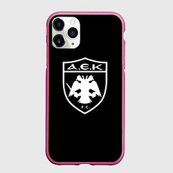 Чехол iPhone 11 Pro матовый AEK fc белое лого, цвет: 3D-малиновый