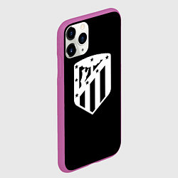 Чехол iPhone 11 Pro матовый Атлетико Мадрид белое лого фк, цвет: 3D-фиолетовый — фото 2