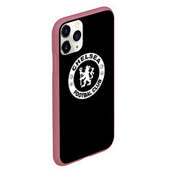 Чехол iPhone 11 Pro матовый Chelsea fc белое лого, цвет: 3D-малиновый — фото 2